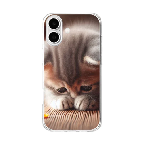 花瓶を倒して意気消沈のこにゃんこ Soft Clear Smartphone Case