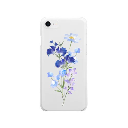 フラワーiPhoneケース-Blue Soft Clear Smartphone Case