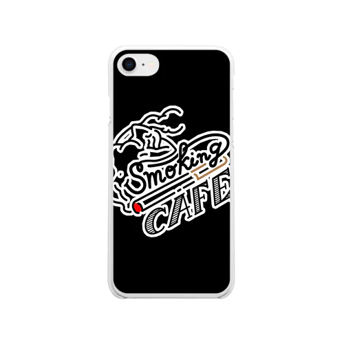 smokingCAFEロゴ　携帯ケース黒 Soft Clear Smartphone Case