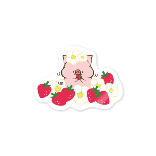 トン野さんとイチゴ Sticker