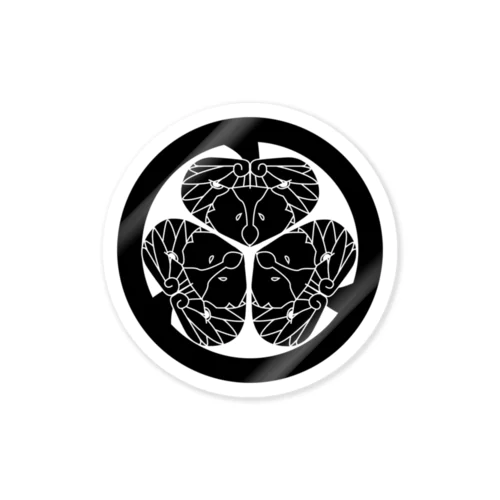 動物家紋。H.T.（三つ葉葵ハシビロコウ）黒 Sticker