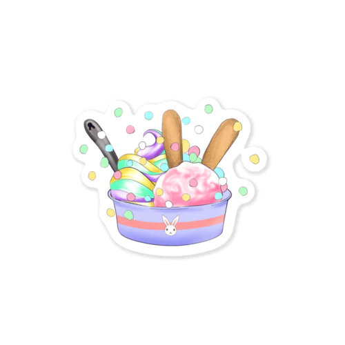 うさカップアイス Sticker