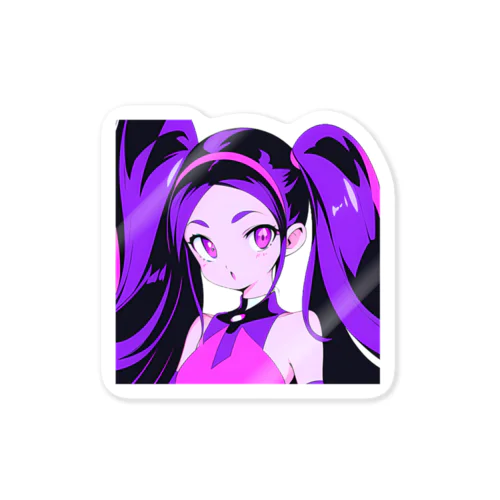 紫色の髪のレトロガール Sticker