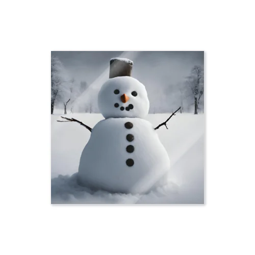 雪に佇む雪だるま Sticker