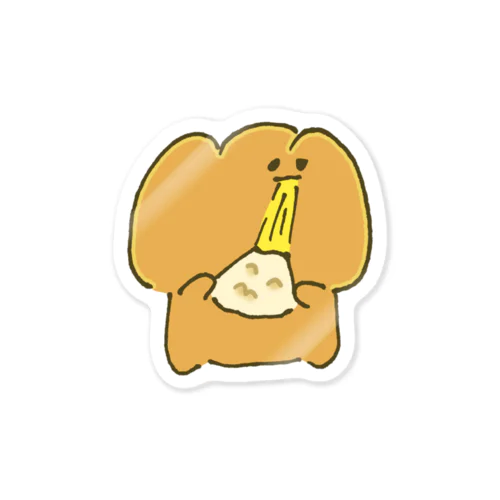 チーズナンを食べるおぱお / Opao eating a cheese naan Sticker