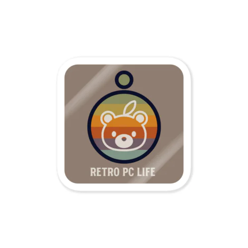 Retro PC Life ステッカー（虹グマ） Sticker