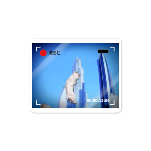 cat climbing a building Sticker