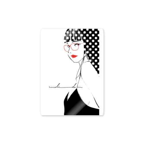赤いメガネとリップの淑女 Sticker