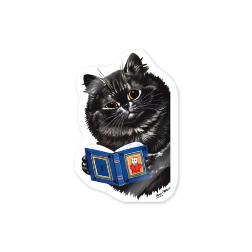 黒猫の読書　Louis Wain Sticker