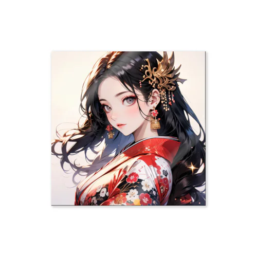 華やかな和装の女性 Sticker