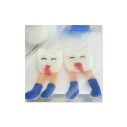 青いくつしたねこ(スクエア) Sticker