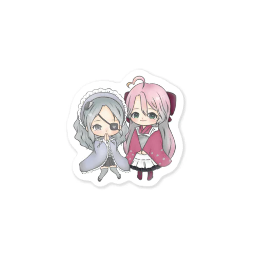 和装・ペア④セピア Sticker