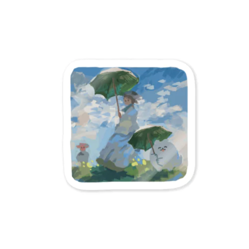 日傘をさすポメトーン Sticker