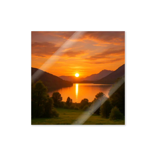 穏やかな湖の夕暮れ Sticker