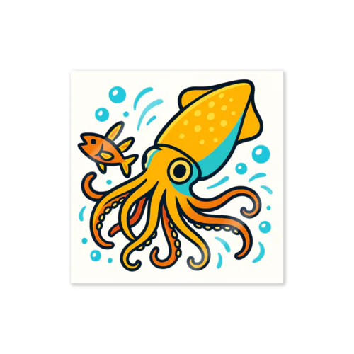 ポップなアオリイカ ステッカー – 海の忍者、捕食モード！ Sticker