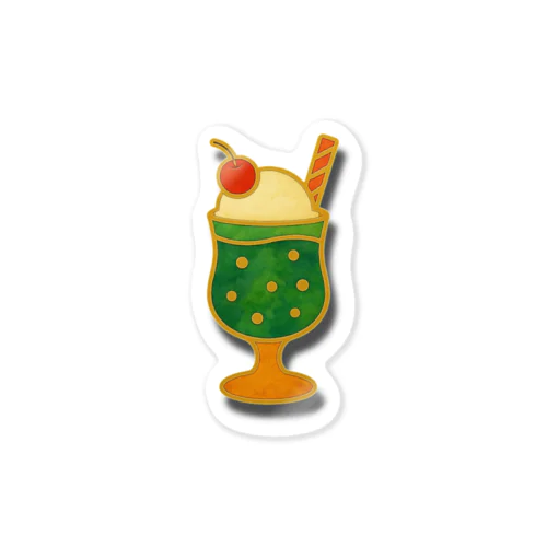 レトロピンバッジ風クリームソーダ Sticker
