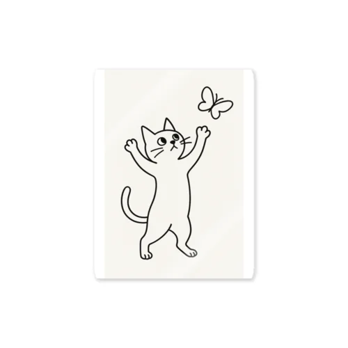 蝶を追いかける猫 Sticker