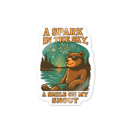 花火を楽しむクマ Spark in the Sky Sticker