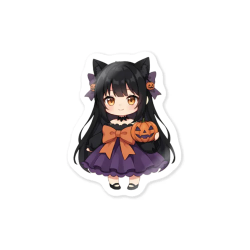 黒髪のハロウィン女の子 Sticker
