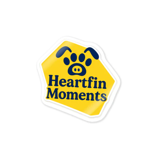 Heartfin Moments 台形ステッカー（ネイビー×イエロー） Sticker