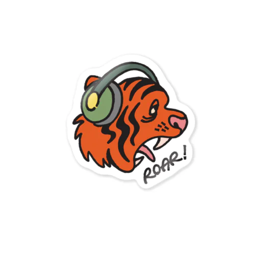 ヘッドホン・タイガー Sticker