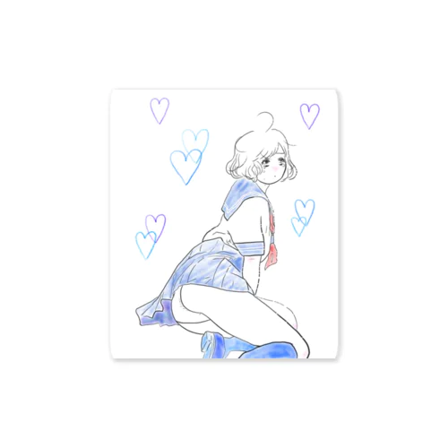 女子高生なら誰でもいいってわけじゃないよね…？どうか私だけって言ってよ。 Sticker