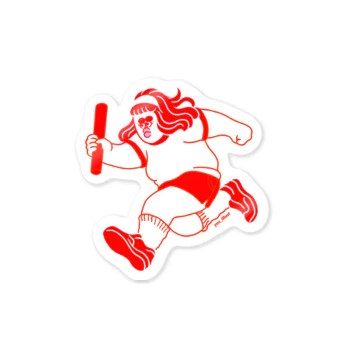 リレーガール 赤 Sticker