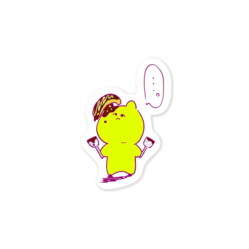 失敗して頭からお好み焼きをかぶるくま Sticker