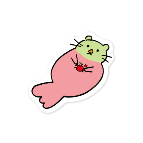 かにをげっとした らっこ Sticker