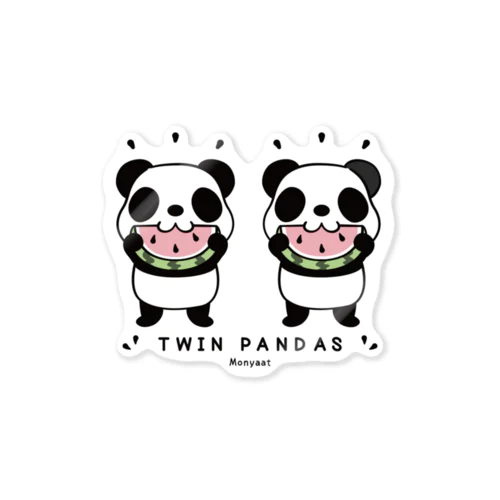 CT168 TWIN PANDAS 一緒のスイカ*st  Sticker