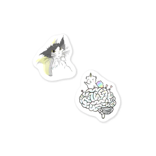 濡れ猫と脳味噌のステッカー Sticker
