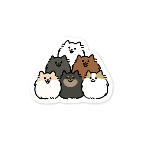 ポメラニアンピラミッド(カラフル) Sticker