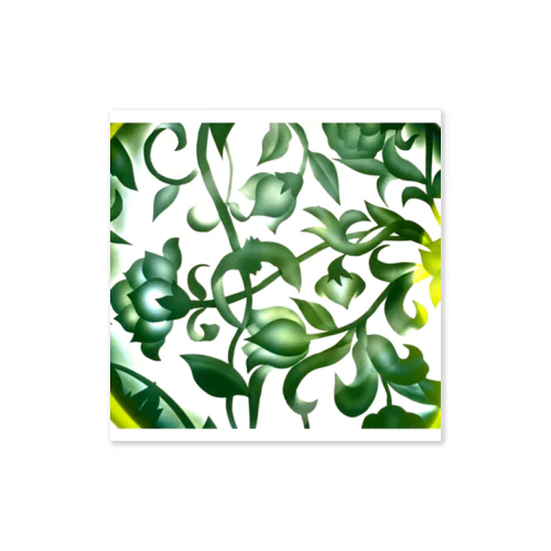 green flowers 緑の花唐草 Sticker