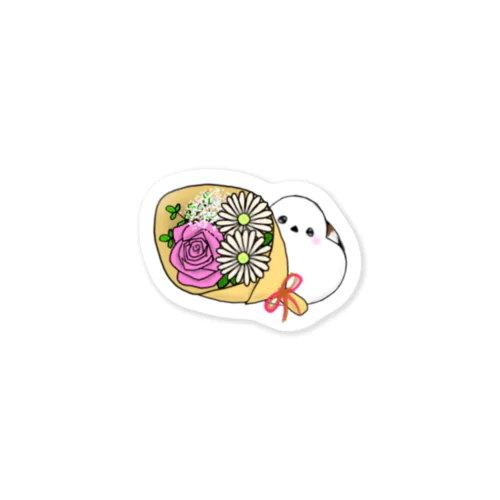 シマエナガ　花束 Sticker