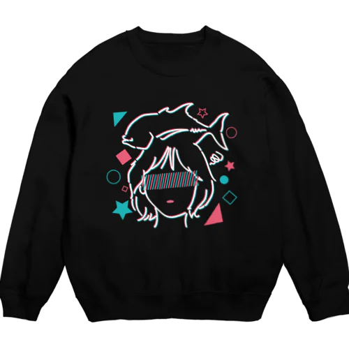 釣りガール_イラストホワイト Crew Neck Sweatshirt