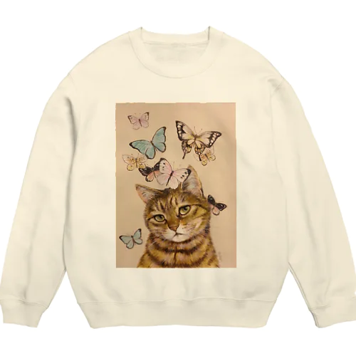 猫に蝶 Crew Neck Sweatshirt