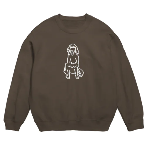 ふざけた顔した犬（白イラストver.） Crew Neck Sweatshirt