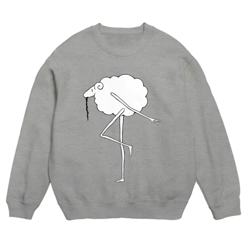 ワカメのようなものを吐くヒツジ Crew Neck Sweatshirt