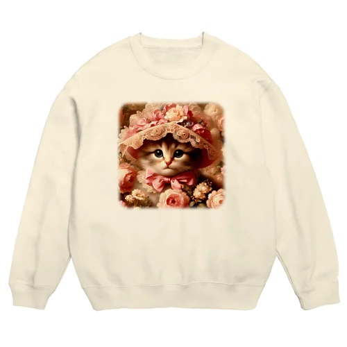 ロココリュクス　ブーケットキャット Crew Neck Sweatshirt