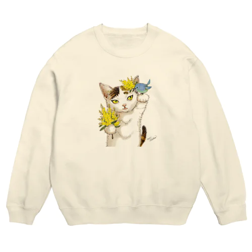 ミモザ小鳥びわ Crew Neck Sweatshirt