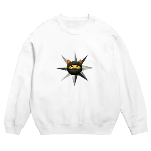 ニャン🐱ニンジャ参上！(両面プリント) Crew Neck Sweatshirt