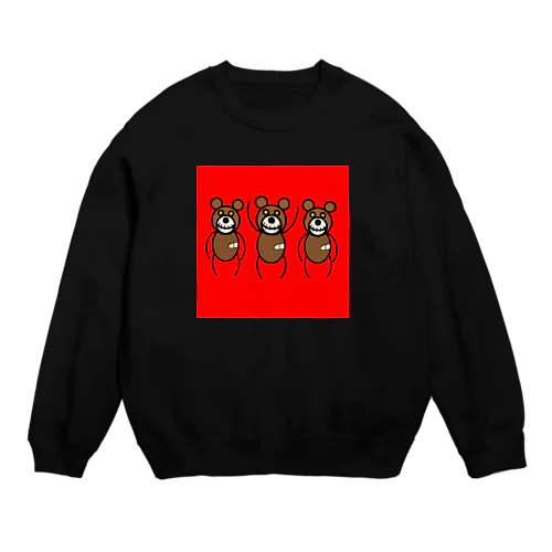 3匹のケガありクマ Crew Neck Sweatshirt