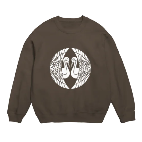 蒲生氏郷/対い鶴/ホワイト Crew Neck Sweatshirt