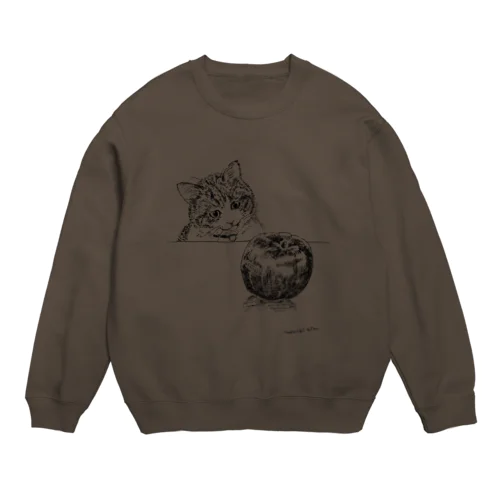 猫とりんご Crew Neck Sweatshirt