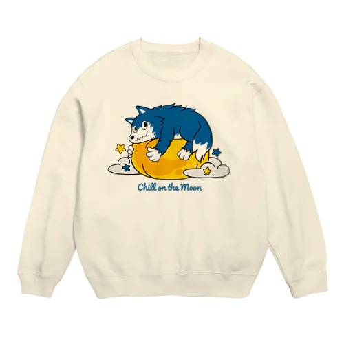 狼と月のクッション Crew Neck Sweatshirt