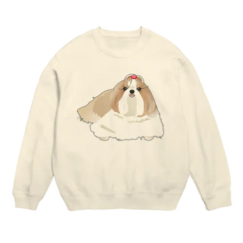 シーズーロングちゃんー優しい笑顔 Crew Neck Sweatshirt