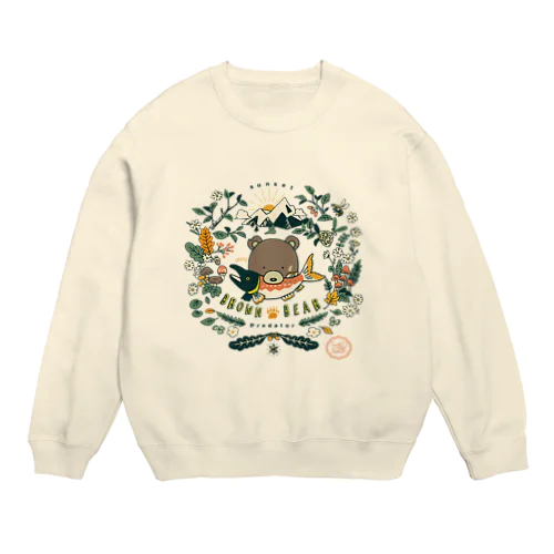 （薄色用）捕食クマ　顔アップバージョン Crew Neck Sweatshirt