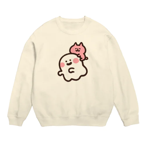 おばけとネコちゃん Crew Neck Sweatshirt