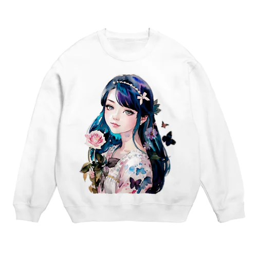 花と蝶のプリンセスガール Crew Neck Sweatshirt