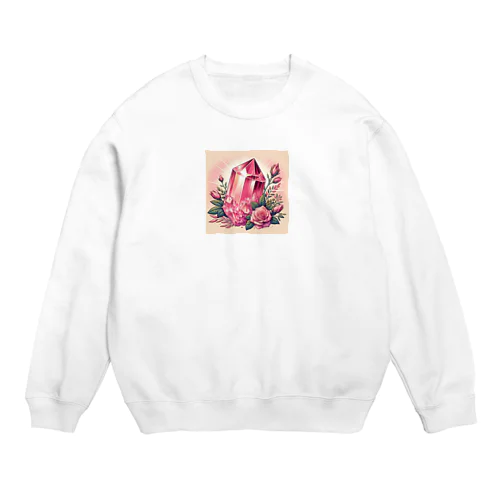 愛の輝き：ローズクォーツとバラ Crew Neck Sweatshirt